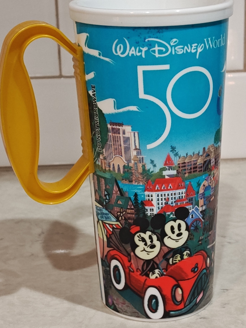 Rare Walt Disney World 50th Anniversary Resorts Mug Refillable Parks Cup 🔵🟡